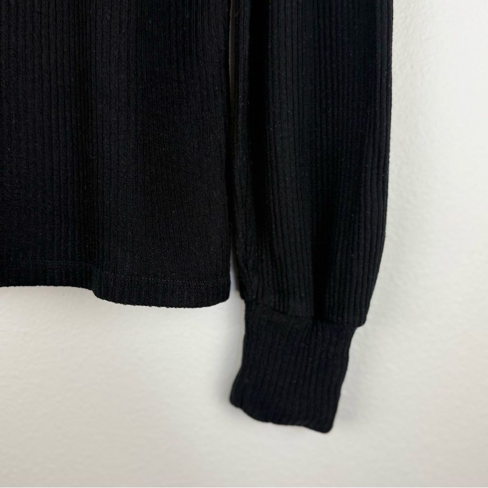 Reformation‎ Black Ribbed Puff Shoulder Long Sleeve Womens Size XS/S - Picture 9 of 11
